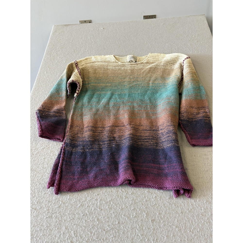 Croquet Club Sweater Tunic‎ Womens Medium Multicolor Ombre Striped Long Sleeve